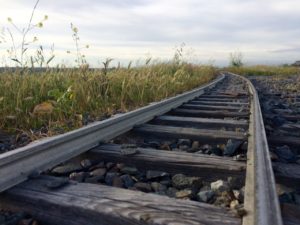 Old railroad tracks.