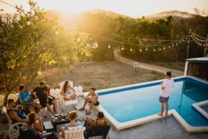 Friends at a pool party