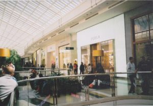 The interior of a mall