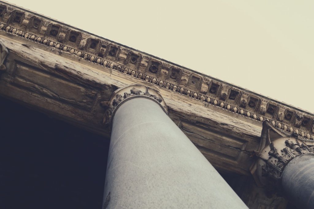 A large pillar at a museum.