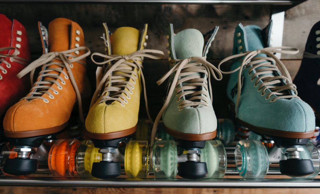 Multicolored roller skates. 