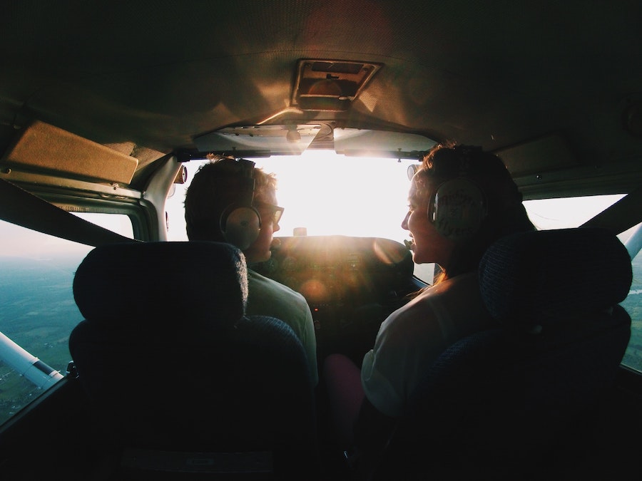 Couple on private plane for Valentine's Day